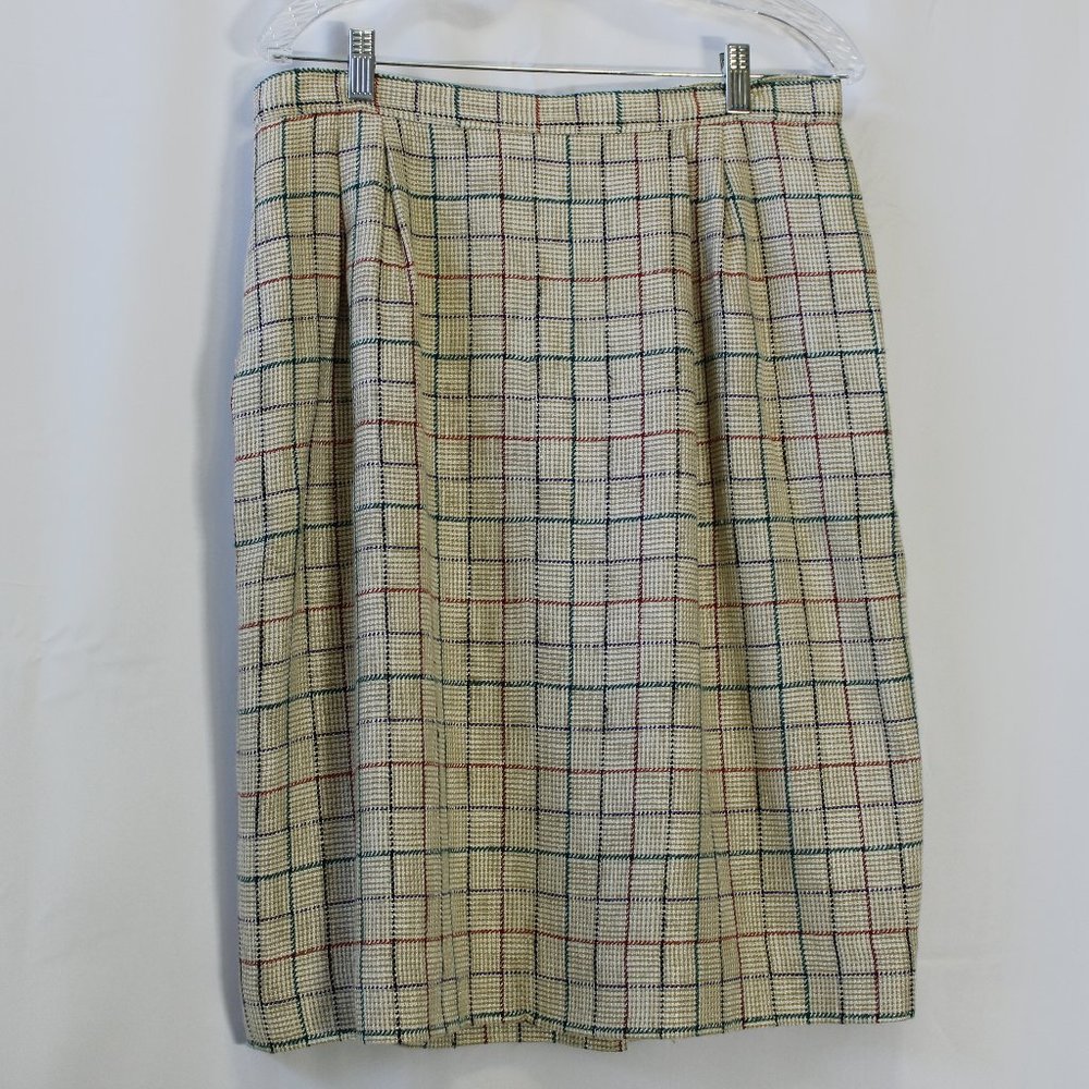 Talbot, Size 16, Windowpane Plaid Slim Skirt